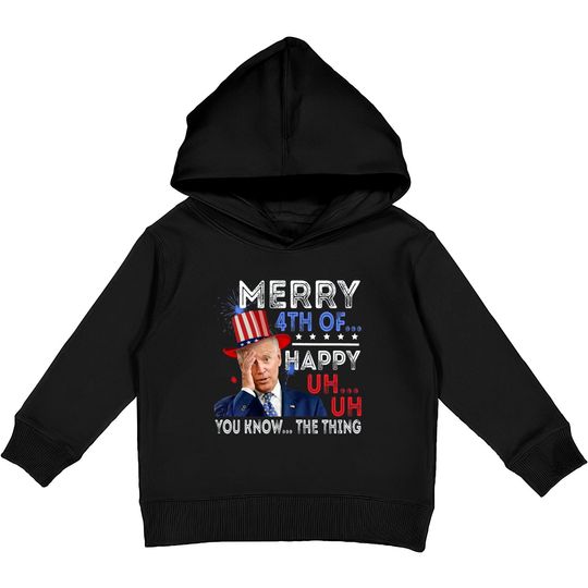 Discover Joe Biden Confused Merry Happy Funny 4th Of July Kids Pullover Hoodies