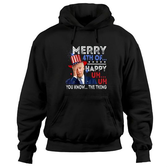 Discover Joe Biden Confused Merry Happy Funny 4th Of July Hoodies