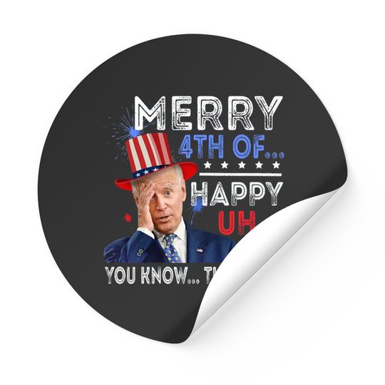 Discover Joe Biden Confused Merry Happy Funny 4th Of July Stickers
