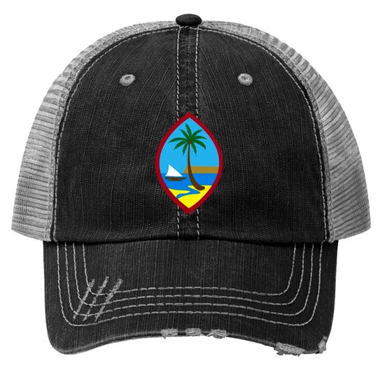 Discover Guam Flag Seal Trucker Hats