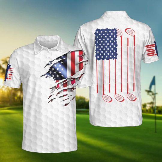 Discover Golf American Flag Polo Shirt