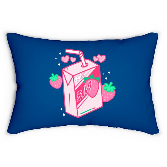 Discover Japanese Kawaii Strawberry Milk Shake Carton Lumbar Pillows