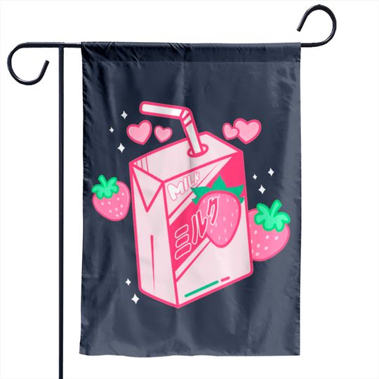 Discover Japanese Kawaii Strawberry Milk Shake Carton Garden Flags