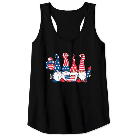 Discover 4th of July Gnome Tank Tops, 4th of July Tank Tops, Gnome Tank Tops, Patriotic Tank Tops