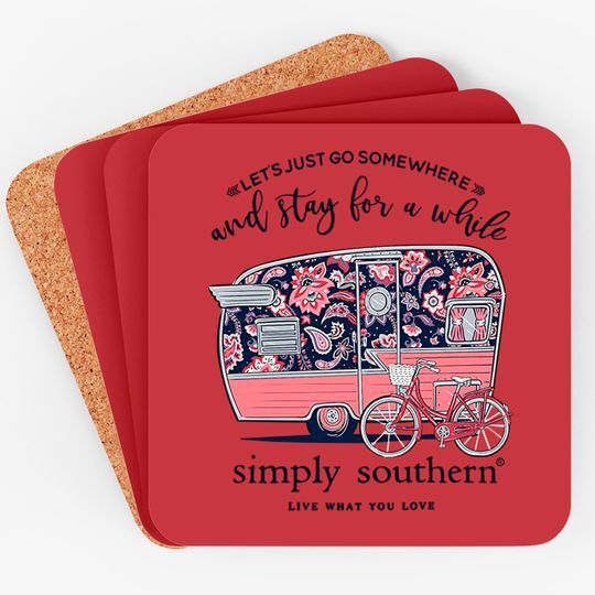 Discover Simply Southern Let's Just Go Somewhere and Stay a While Short Sleeve Coasters