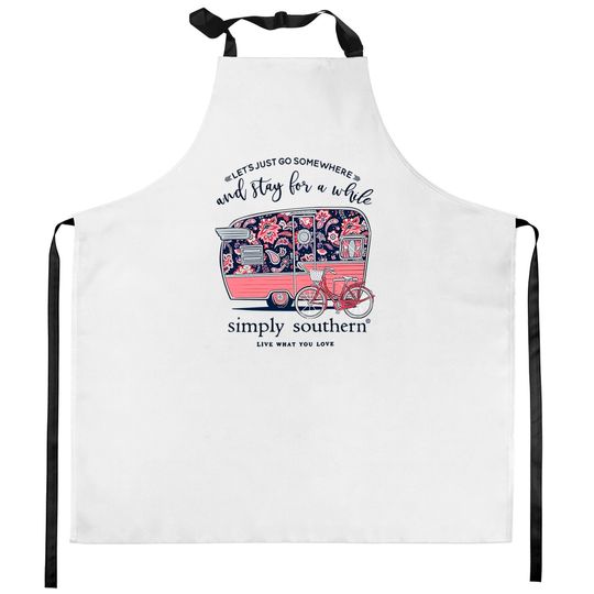 Discover Simply Southern Let's Just Go Somewhere and Stay a While Short Sleeve Kitchen Aprons