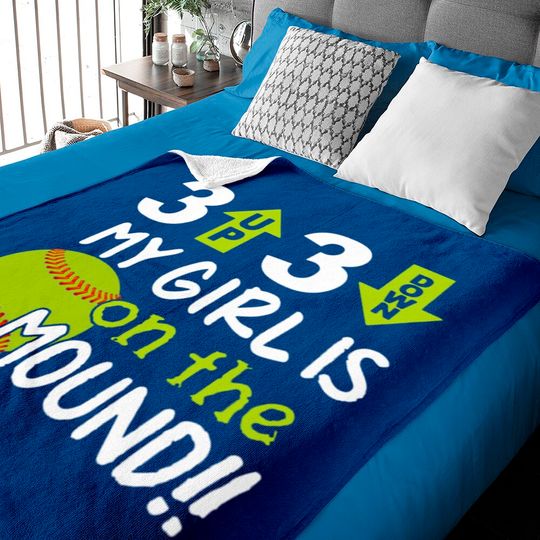 Discover 3 up 3 down my girl is on the mound softball t shi Baby Blankets