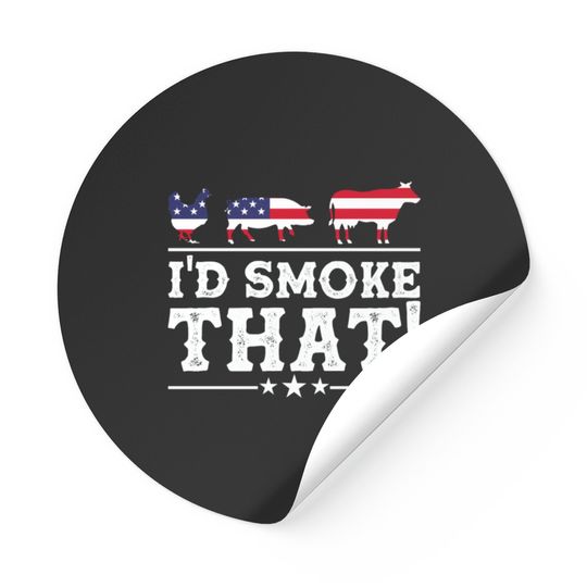 Discover I'd Smoke That BBQ Loverr American Flag Stickers