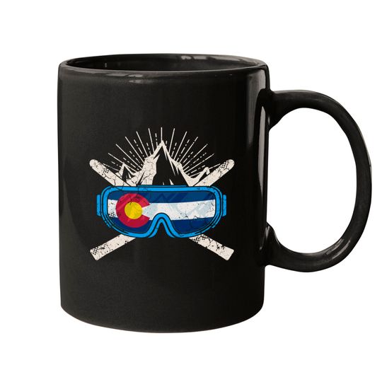 Discover Colorado Flag Ski Skiing - Colorado - Mugs