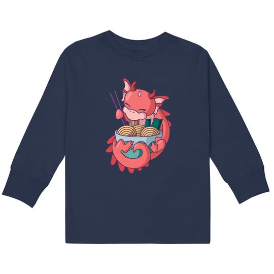 Discover Kawaii Dragon  Kids Long Sleeve T-Shirts Ramen Japanese Noodles