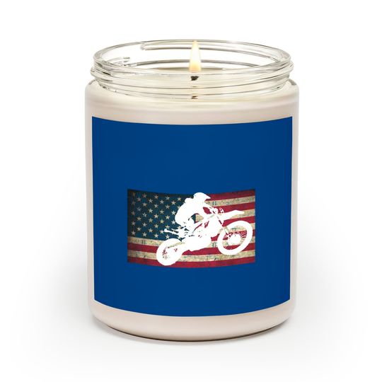 Discover Dirt Bike Silhouette Distressed American Flag Motocross Pullover Scented Candles
