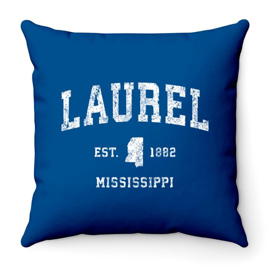 Discover Laurel Mississippi Ms Vintage Athletic Sports Desi Throw Pillows