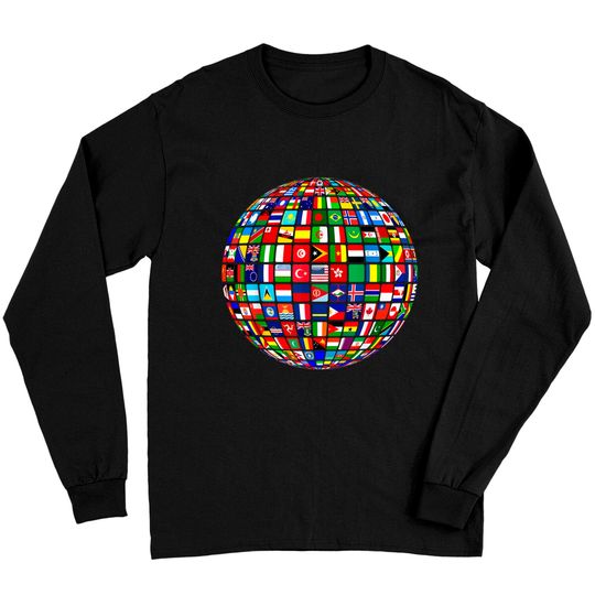 Discover Travel Symbol Long Sleeves World Map of Flags