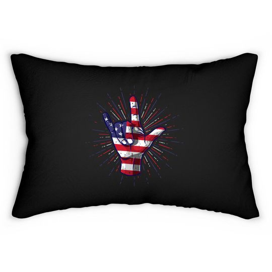 Discover I Love You Hand Sign Gesture USA American Flag Cute - Usa America Flag - Lumbar Pillows