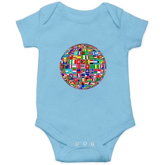 Discover Travel Symbol Onesies World Map of Flags