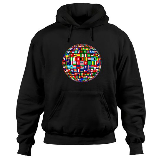 Discover Travel Symbol Hoodies World Map of Flags