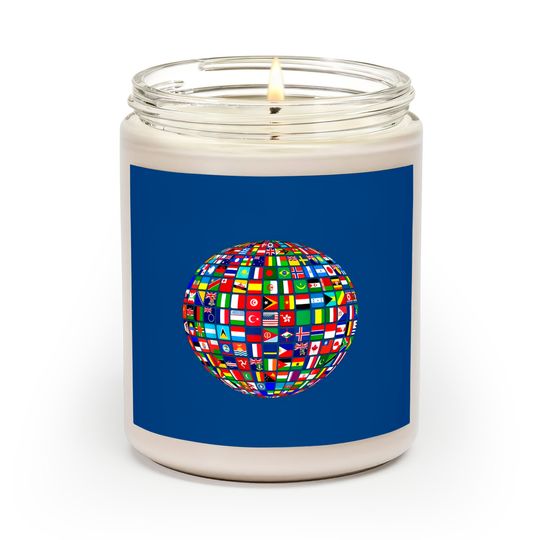 Discover Travel Symbol Scented Candles World Map of Flags