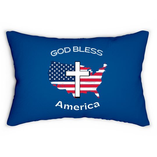 Discover God Bless America White Cross on USA Map Lumbar Pillows