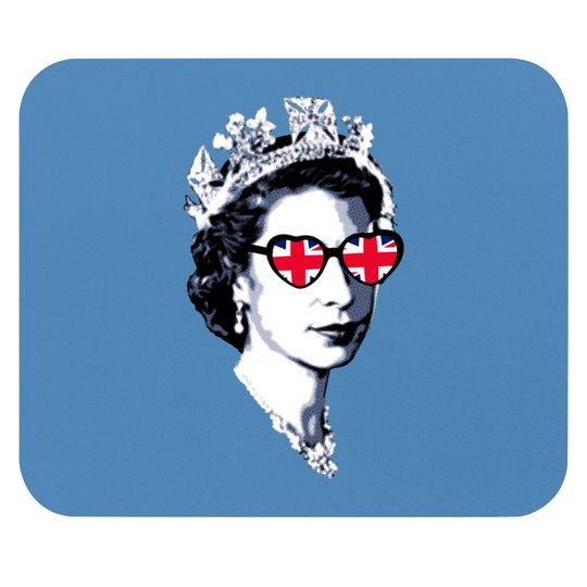 Discover Queen Elizabeth II UK Flag Heart Sunglasses - Queen Elizabeth Ii - Mouse Pads