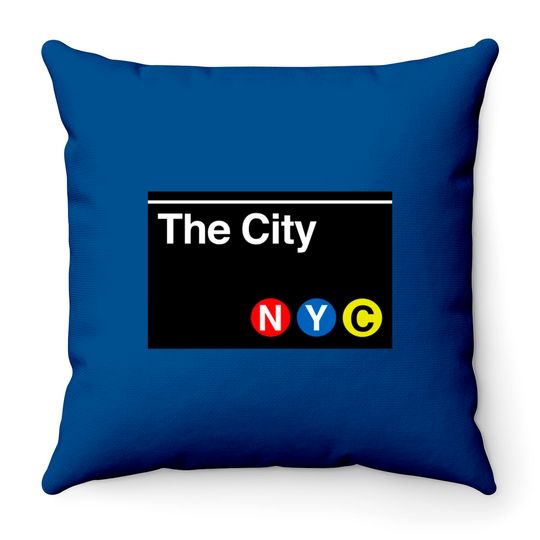 Discover The City Subway Sign - New York City - Throw Pillows