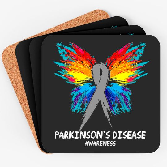 Discover PARKINSON'S DISEASE Awareness butterfly Ribbon - Parkinsons Disease - Coasters