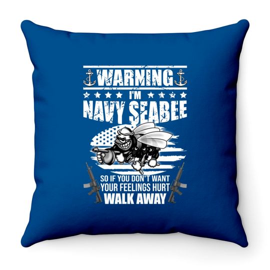 Discover Navy Seabee - US Navy Vintage Seabees - Navy - Throw Pillows