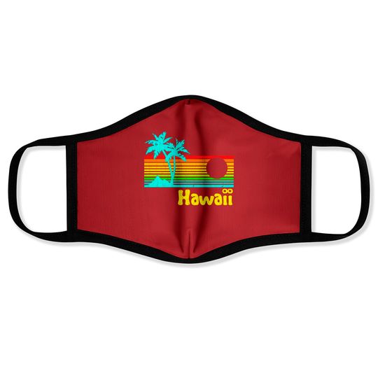 Discover '80s Retro Vintage Hawaii (distressed look) - Hawaii - Face Masks
