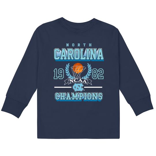 Discover Vintage UNC Collegiate 82 Champions  Kids Long Sleeve T-Shirts, University Of Basketball