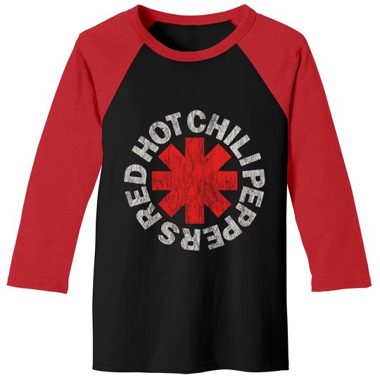 Discover Red Hot Chili Peppers Distressed Logo Rock Tee Baseball Tees