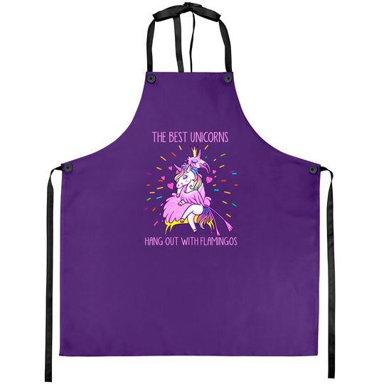 Discover The Best Unicorns Hang Out With Flamingos - Flamingo - Aprons