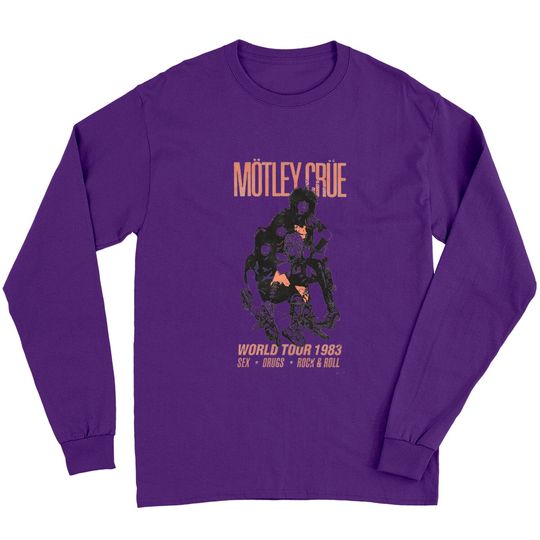 Discover Motley Crue World Tour 1983 Rock Tee Long Sleeves