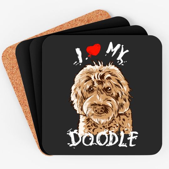 Discover Cute I Love My Goldendoodle Gift Golden Doodle Print - Goldendoodle - Coasters