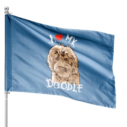 Discover Cute I Love My Goldendoodle Gift Golden Doodle Print - Goldendoodle - House Flags
