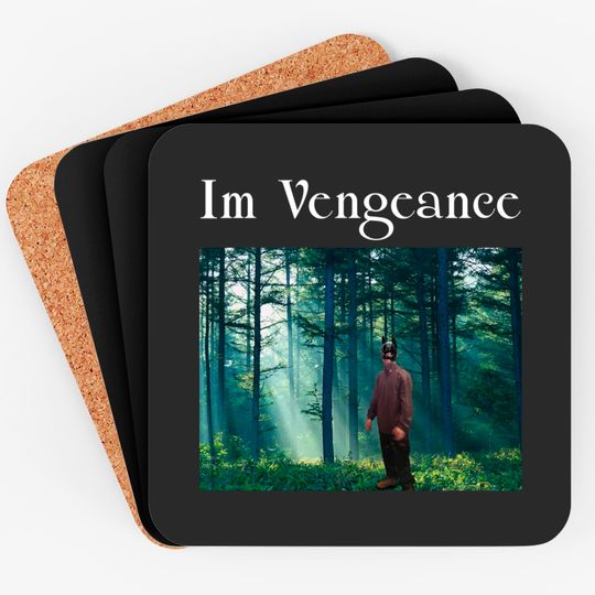 Discover I'm Vengeance Tracksuit Robert Pattinson Standing in the Kitchen Meme Coasters
