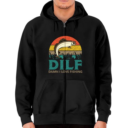 Discover DILF - Damn I love Fishing! Zip Hoodies