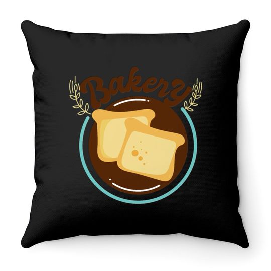 Discover Bakery logo Throw Pillows