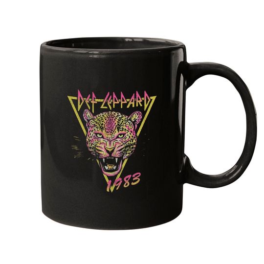Discover DEF LEPPARD  Neon Cat Rolled Mugs