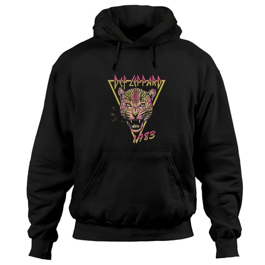 Discover DEF LEPPARD  Neon Cat Rolled Hoodies