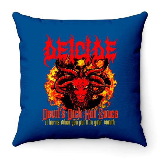 Discover The Devils D*ck Hot Sauce - Metal Bands - Throw Pillows
