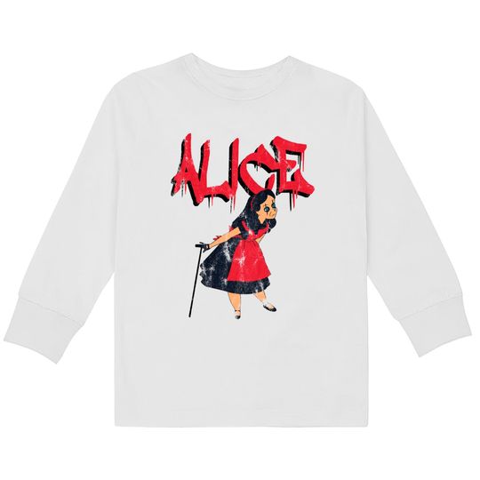Discover Alice In Wonderland Vs Alice Cooper - Alice Cooper -  Kids Long Sleeve T-Shirts