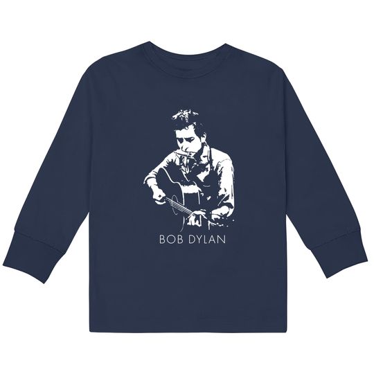 Discover Bob Dylan - Guitar - Bob Dylan -  Kids Long Sleeve T-Shirts
