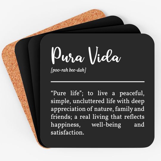 Discover Pura Vida Definition In White - Pura Vida - Coasters
