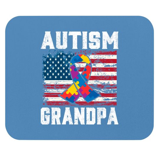 Discover Autism Grandpa American Flag - Autism Awareness - Mouse Pads
