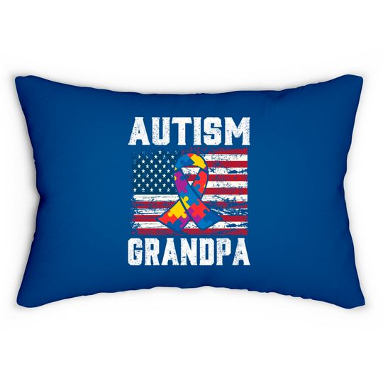 Discover Autism Grandpa American Flag - Autism Awareness - Lumbar Pillows