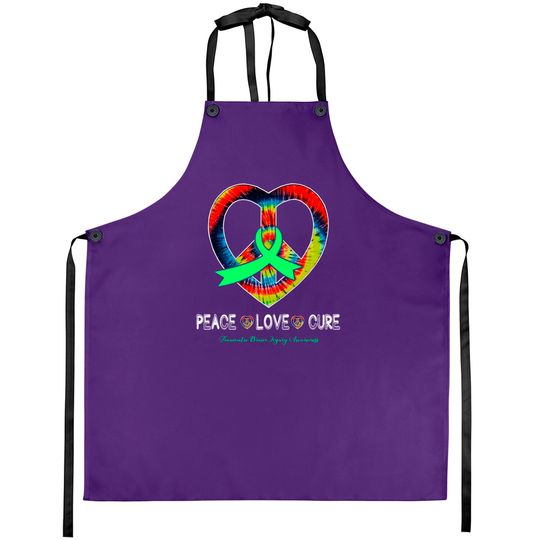 Discover Peace Love Cure Traumatic Brain Injury Awareness Ribbon Gift - Support Traumatic Brain Injury Survivor - Aprons