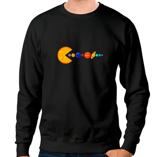 Discover Pacman Eating Planets - Pacman - Sweatshirts