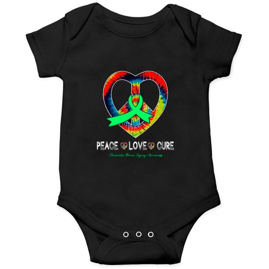 Discover Peace Love Cure Traumatic Brain Injury Awareness Ribbon Gift - Support Traumatic Brain Injury Survivor - Onesies
