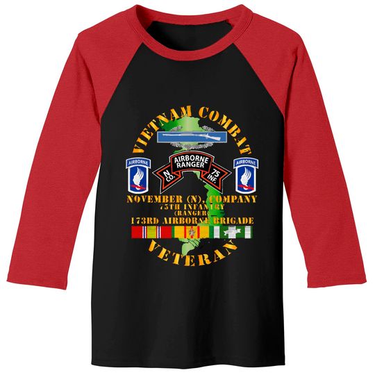 Discover Vietnam Combat Vet - N Co 75th Infantry (Ranger) - 173rd Airborne Bde SSI - Vietnam Combat Vet N Co 75th Infantry - Baseball Tees