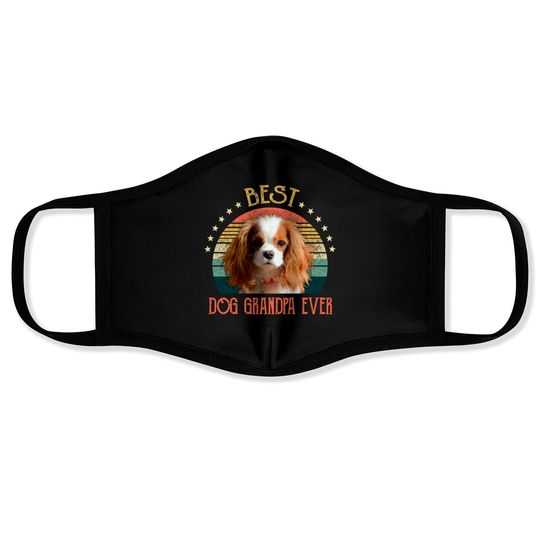 Discover Mens Best Dog Grandpa Ever Cavalier King Charles Spaniel Fathers Day Gift - Quarantine - Face Masks