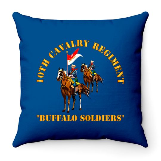 Discover 10th Cavalry Regiment w Cavalrymen - Buffalo Soldiers - 10th Cavalry Regiment W Cavalrymen Bu - Throw Pillows